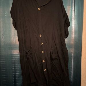 Black Button-Up Shirt Dress